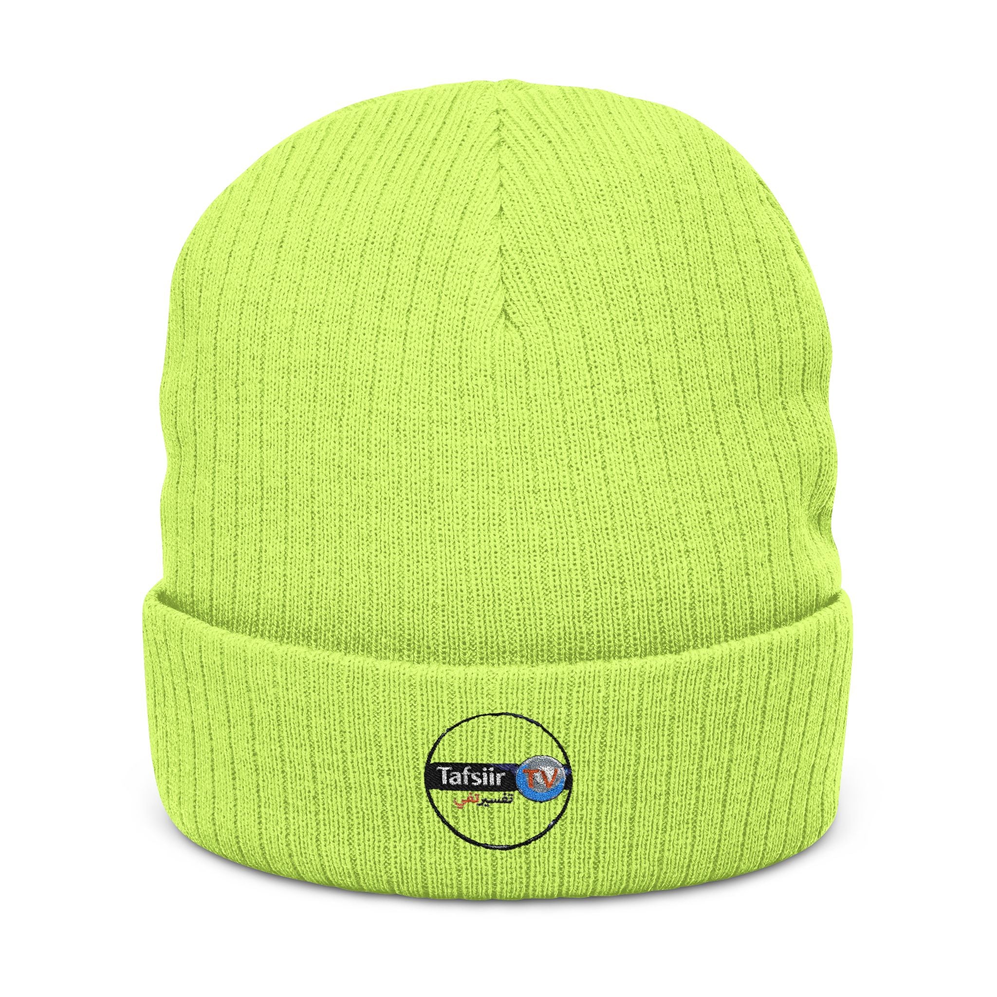Embroidered Ribbed Beanie - Minimal Patch Knit Winter Hat