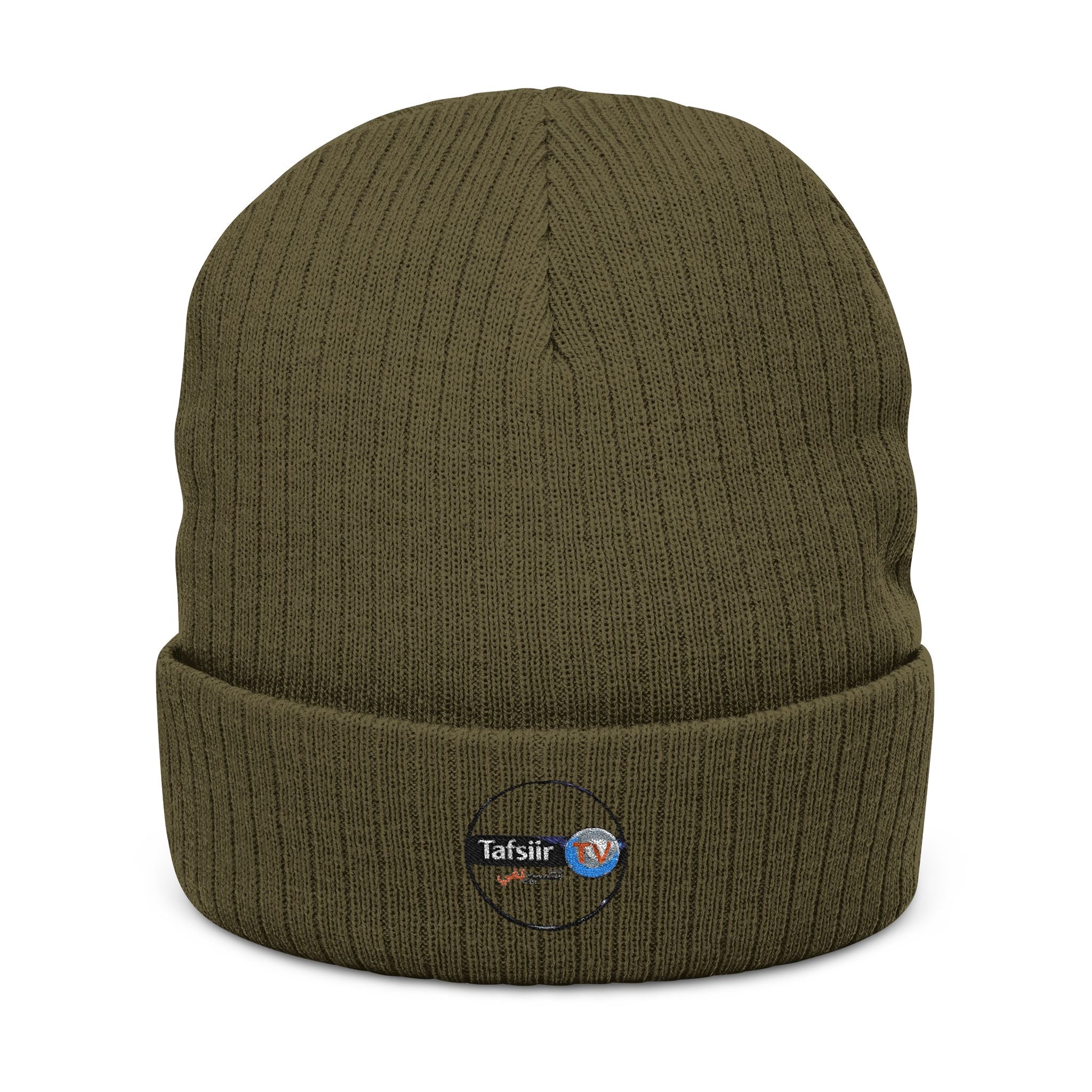 Embroidered Ribbed Beanie - Minimal Patch Knit Winter Hat