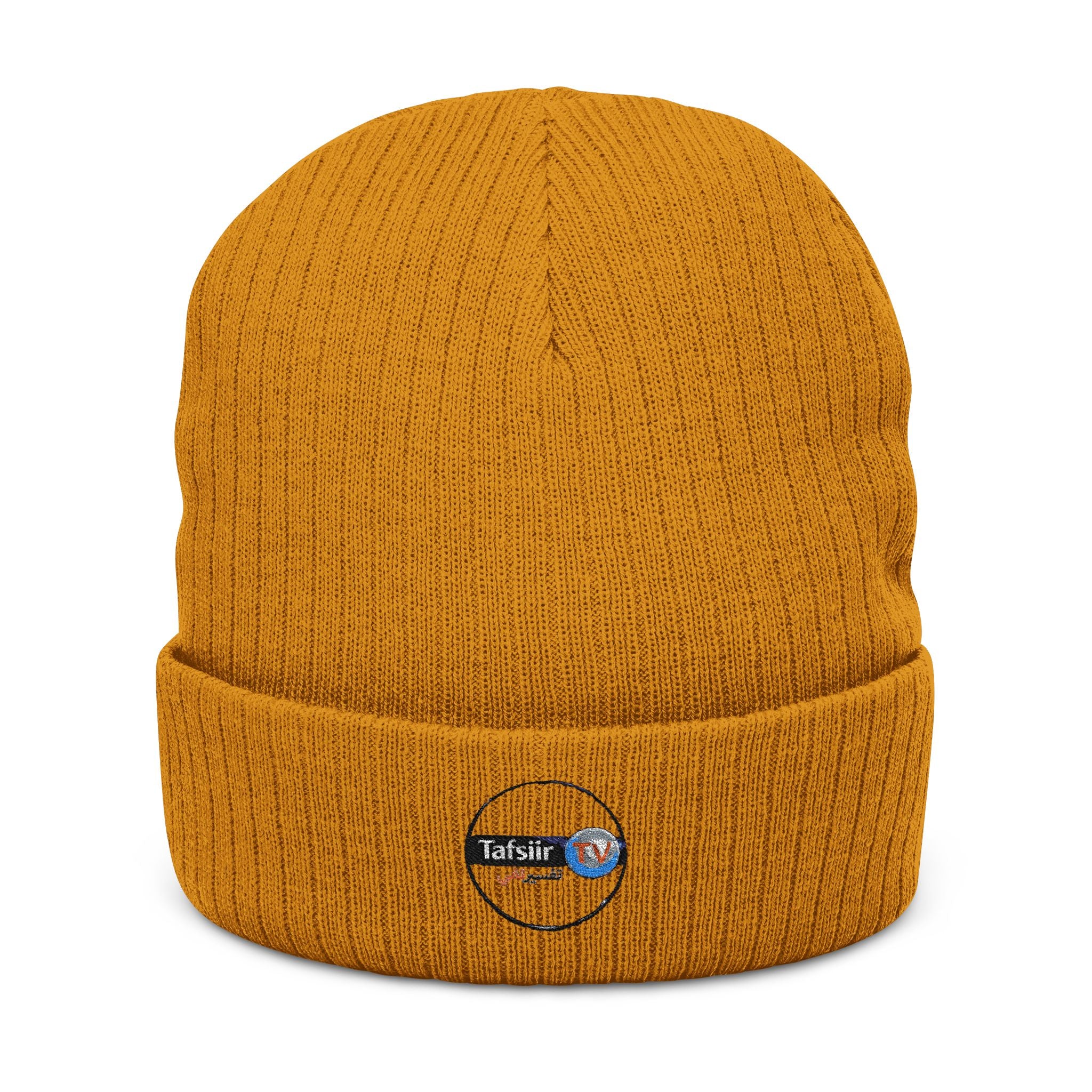 Embroidered Ribbed Beanie - Minimal Patch Knit Winter Hat