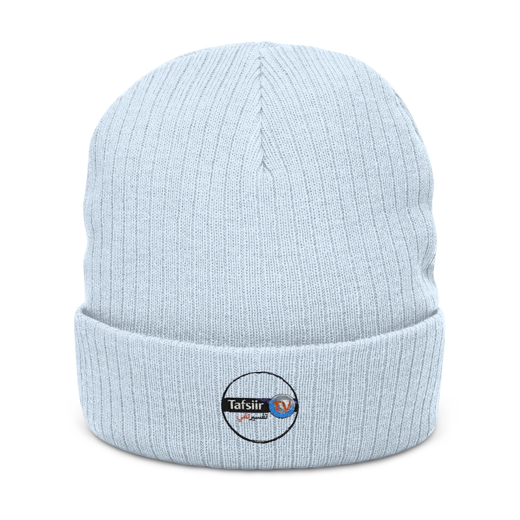 Embroidered Ribbed Beanie - Minimal Patch Knit Winter Hat