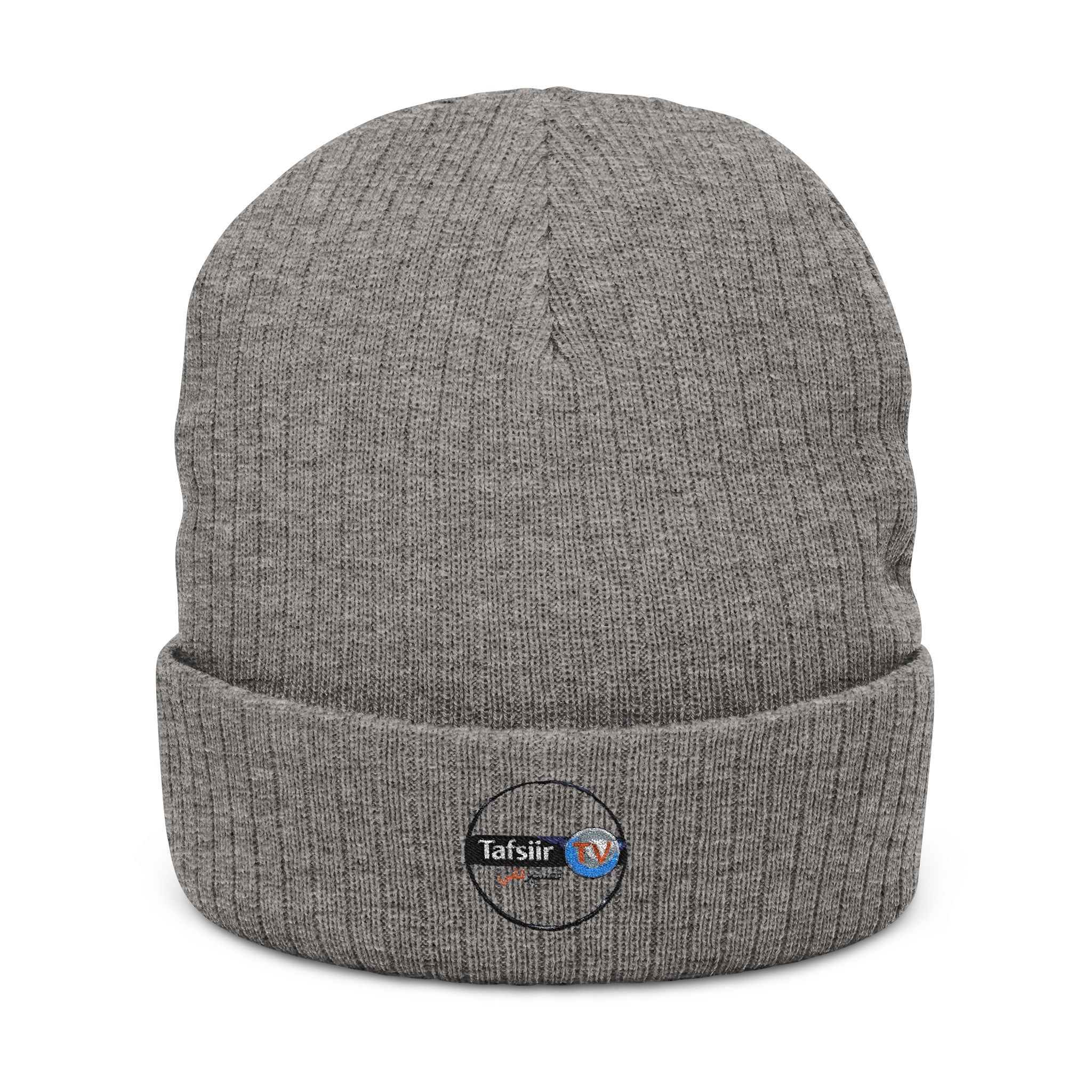 Embroidered Ribbed Beanie - Minimal Patch Knit Winter Hat