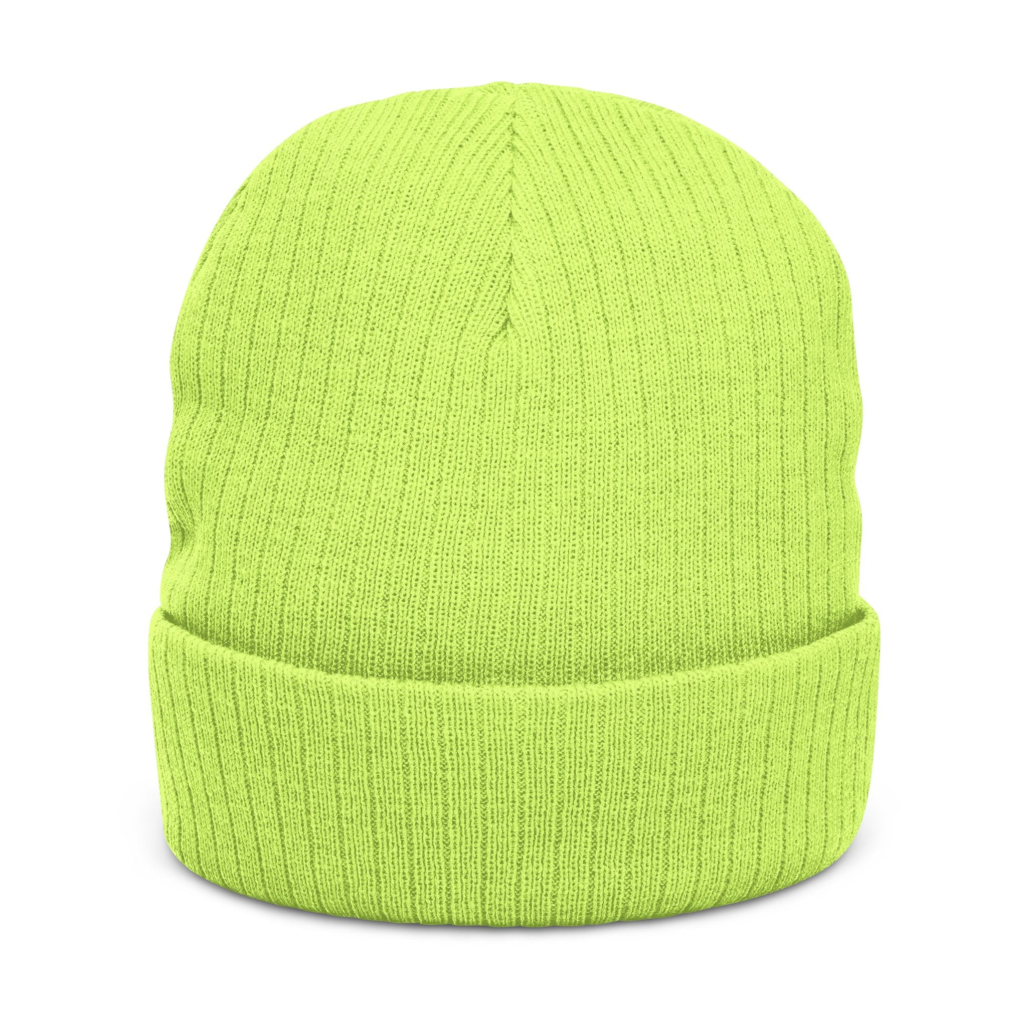 Embroidered Ribbed Beanie - Minimal Patch Knit Winter Hat